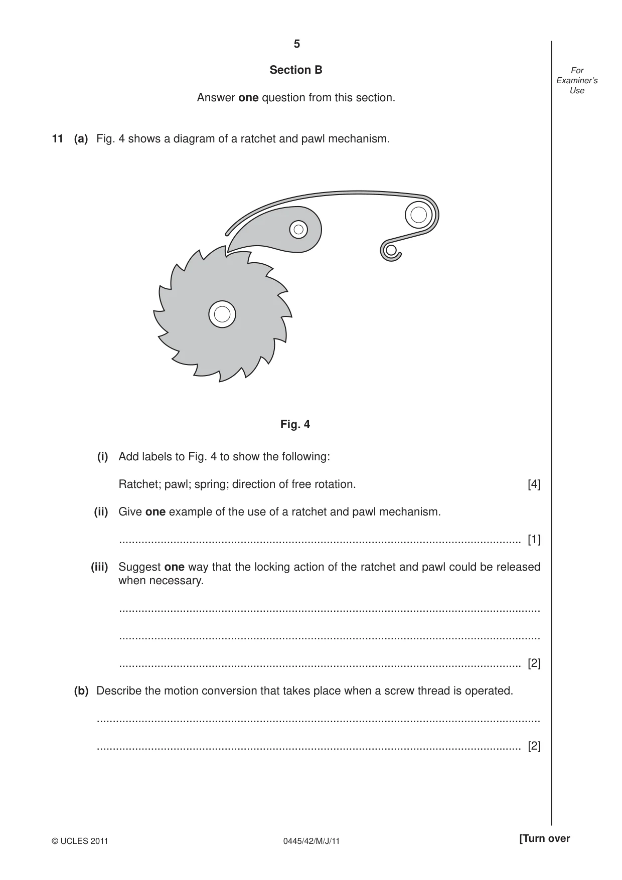 Cambridge IGCSE Design and Technology 0445 2011 May/June Paper 4 · Variant 2 question paper, page 5 of 16