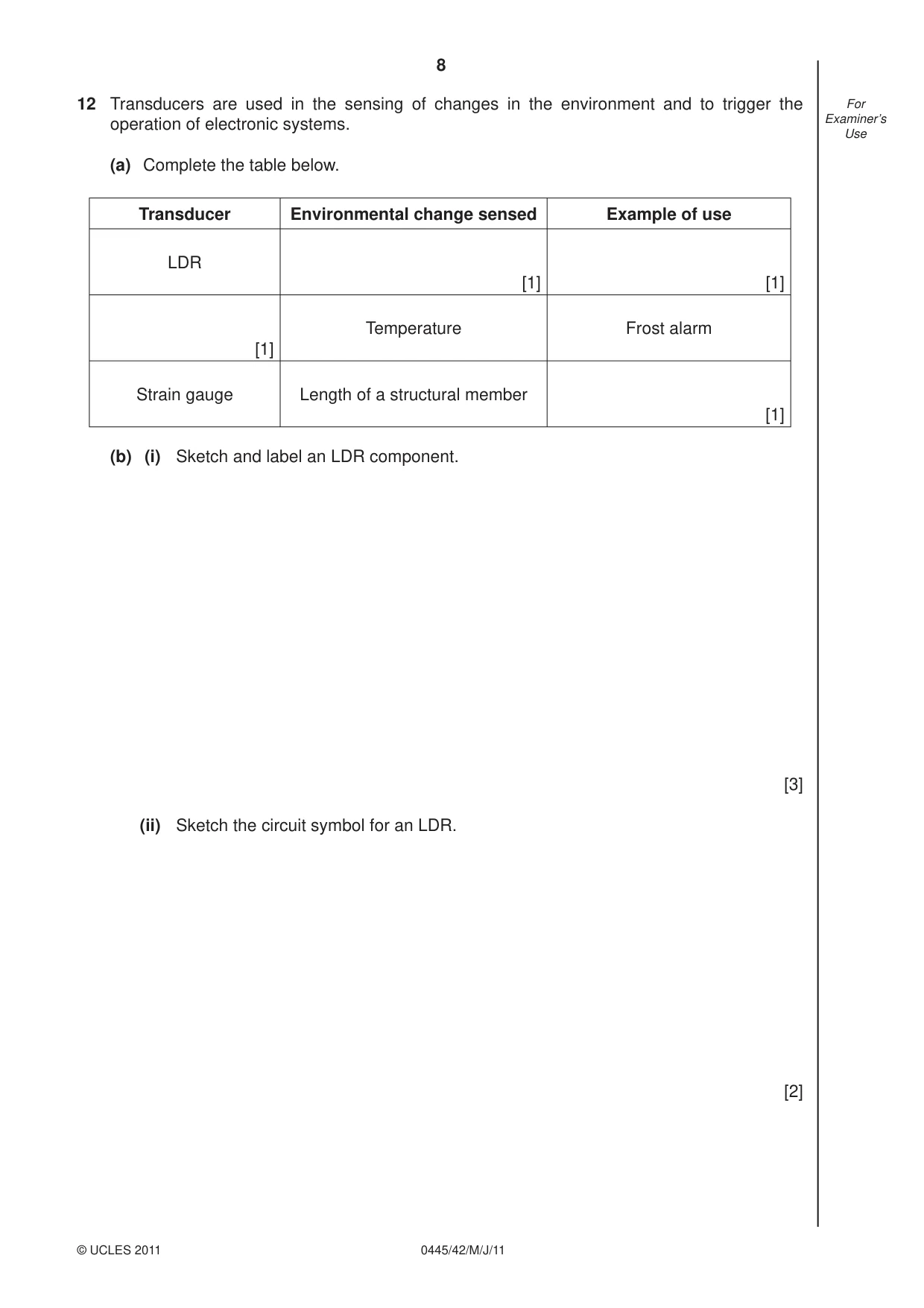 Cambridge IGCSE Design and Technology 0445 2011 May/June Paper 4 · Variant 2 question paper, page 8 of 16