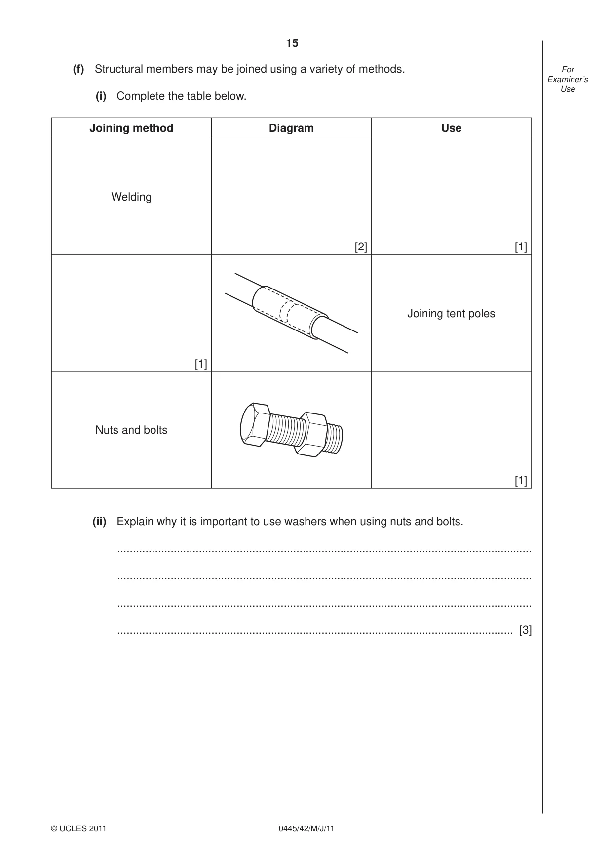 Cambridge IGCSE Design and Technology 0445 2011 May/June Paper 4 · Variant 2 question paper, page 15 of 16
