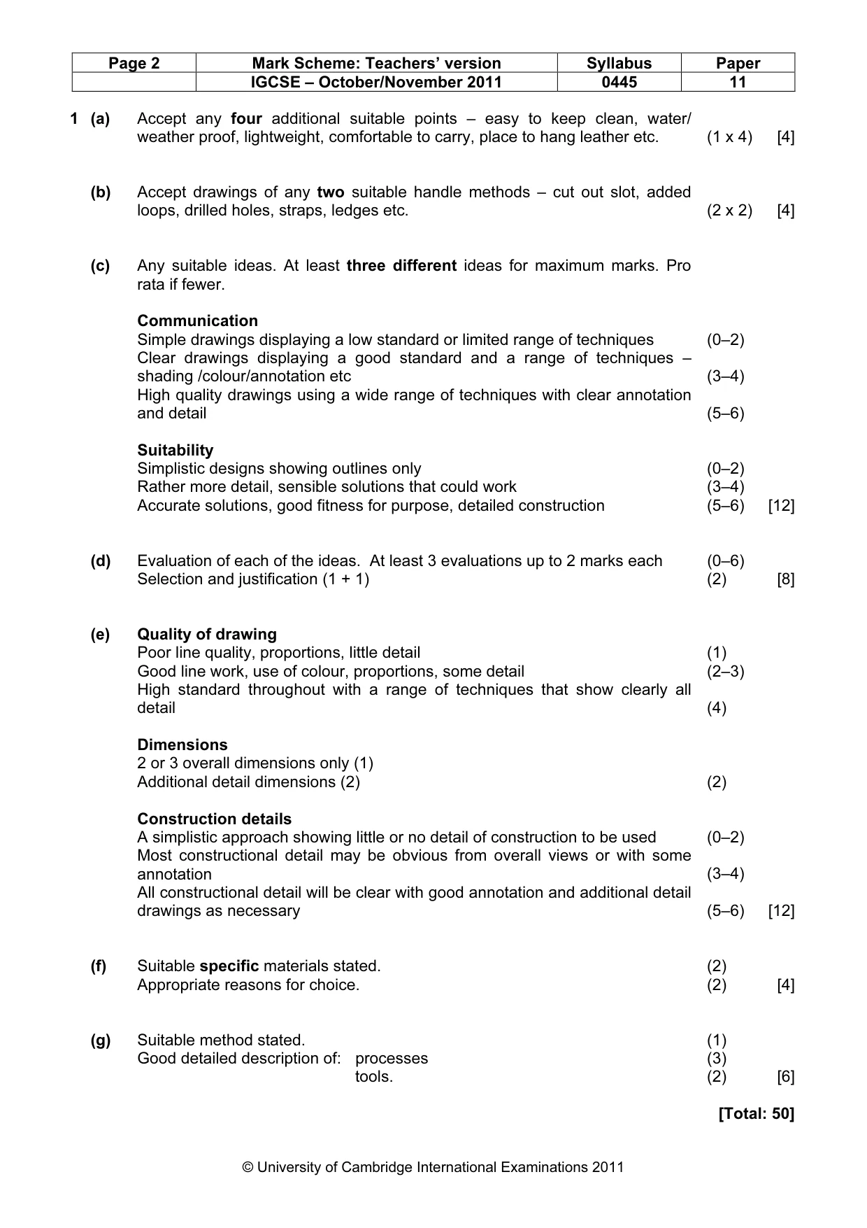 Mark scheme, page 2 of 5