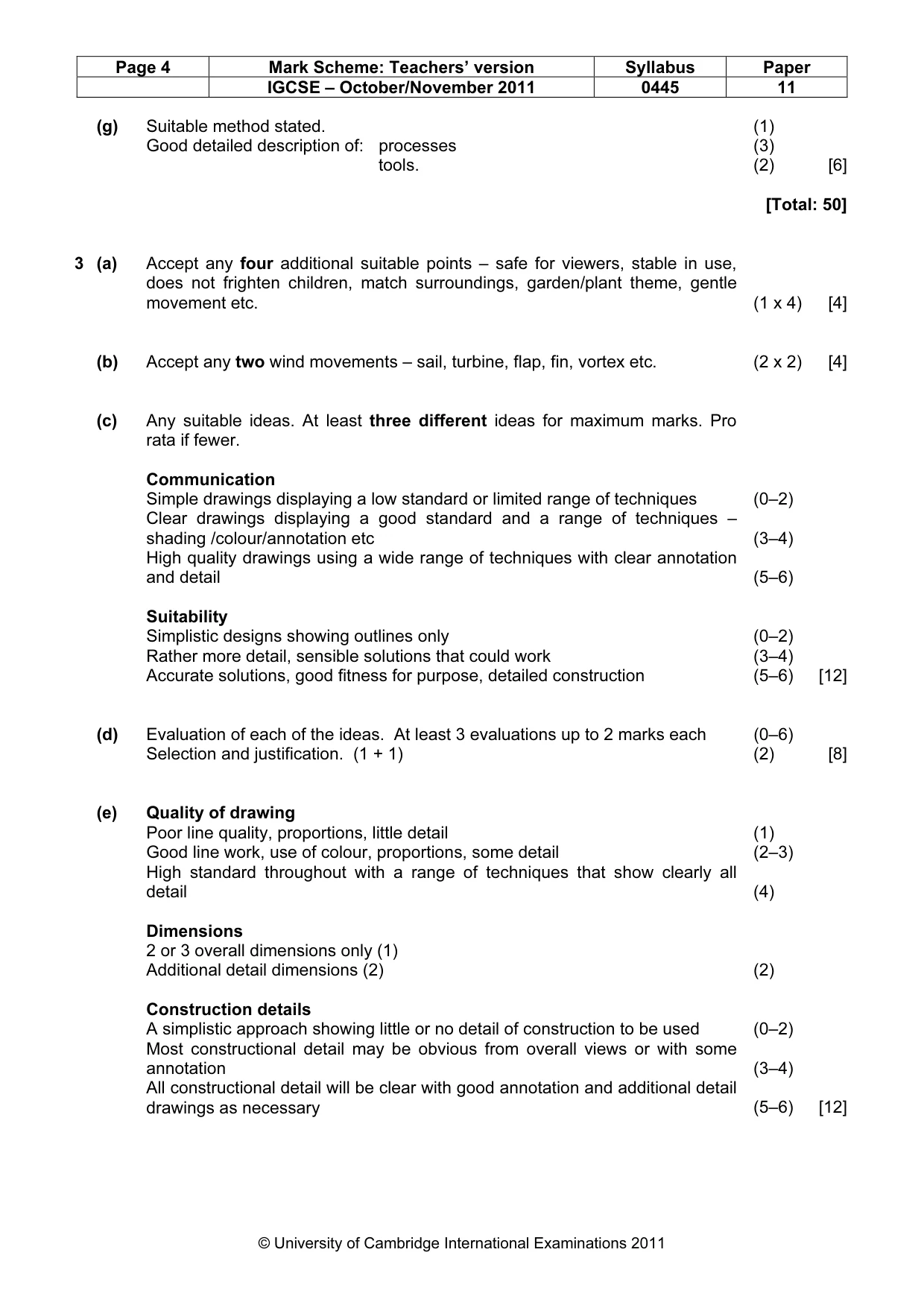 Mark scheme, page 4 of 5