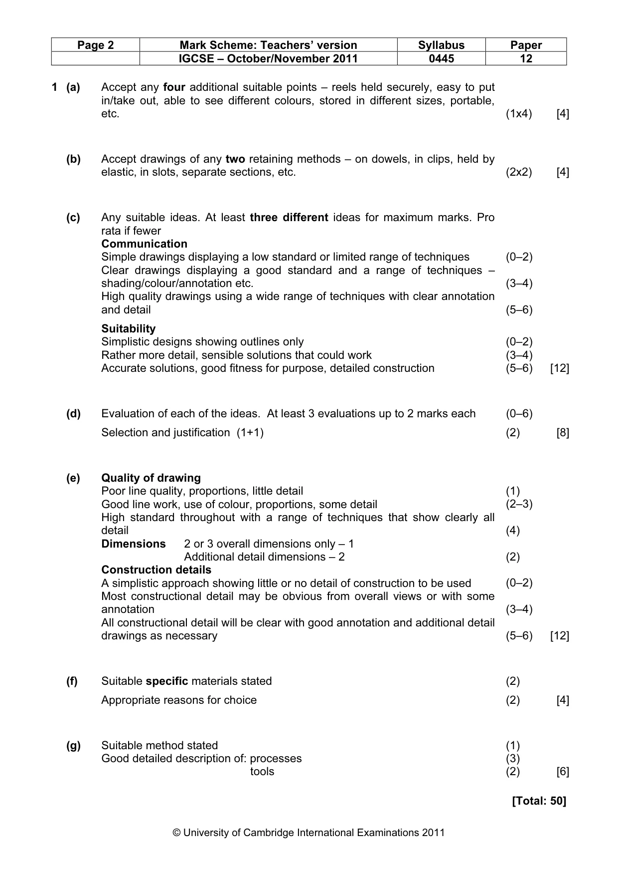 Mark scheme, page 2 of 4