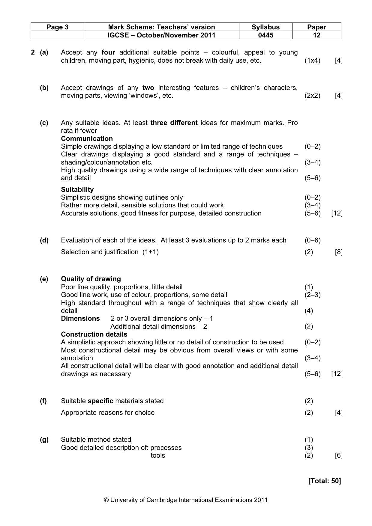 Mark scheme, page 3 of 4