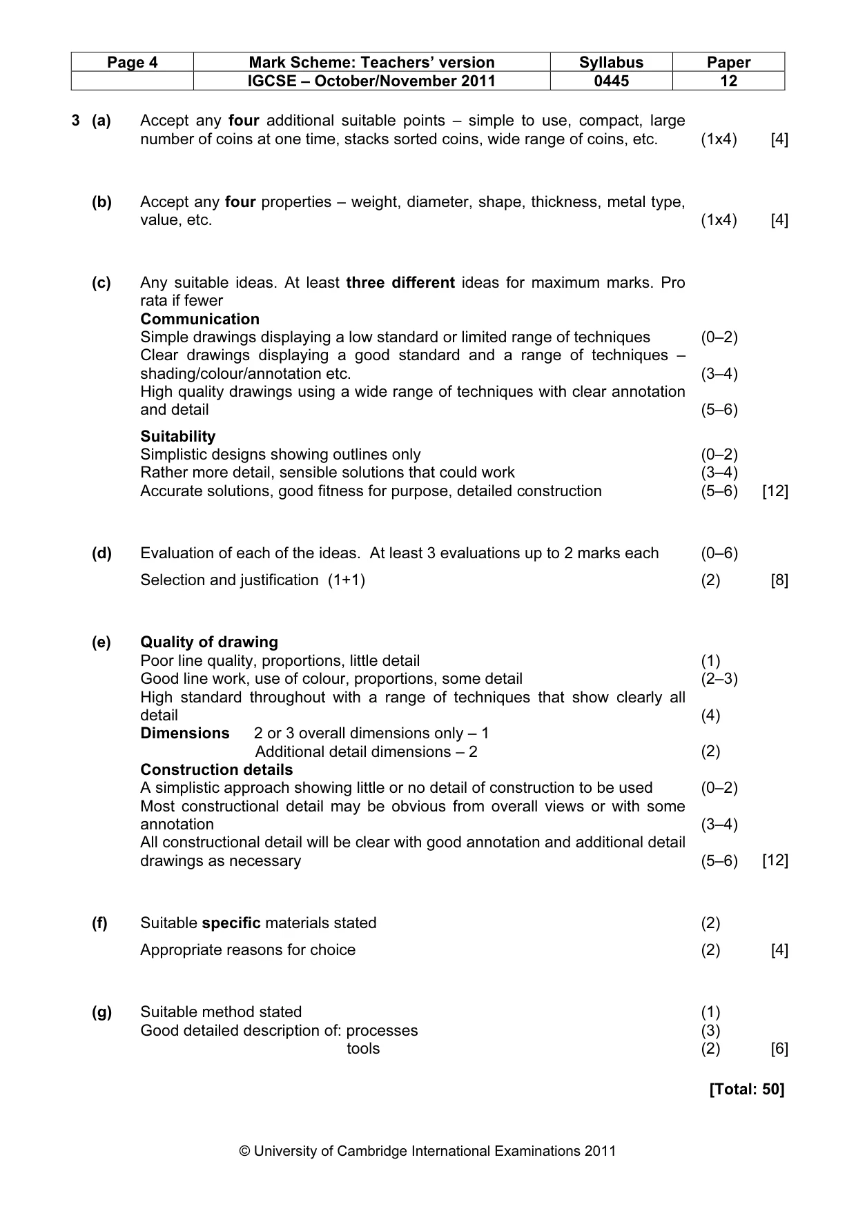 Mark scheme, page 4 of 4