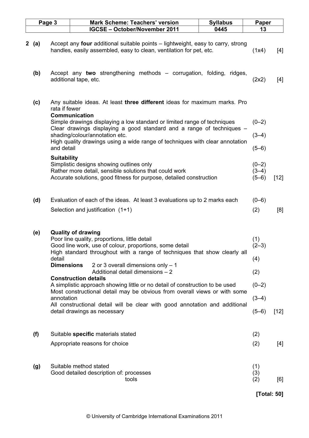 Mark scheme, page 3 of 4