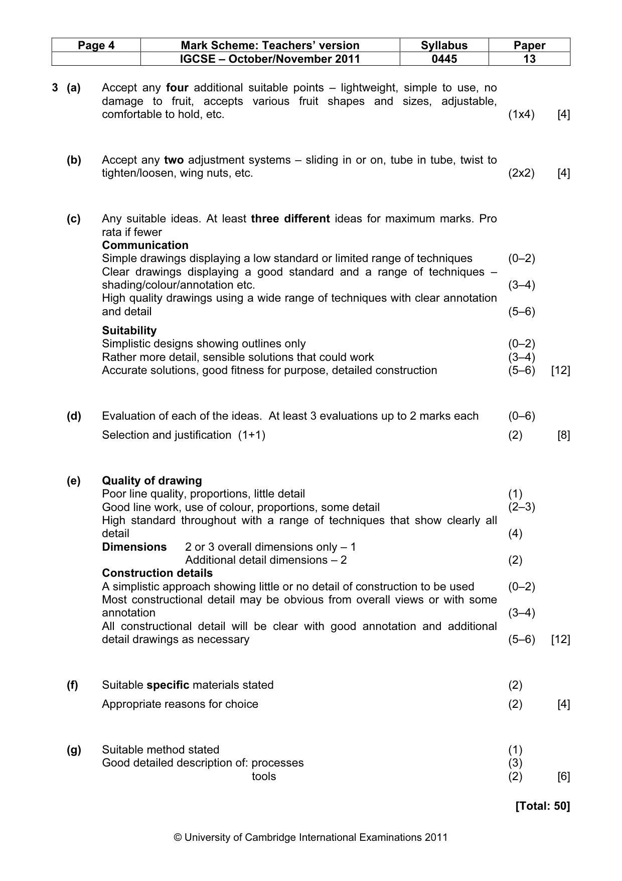 Mark scheme, page 4 of 4