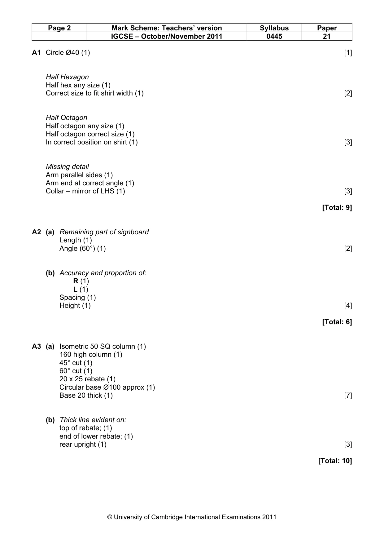 Mark scheme, page 2 of 4