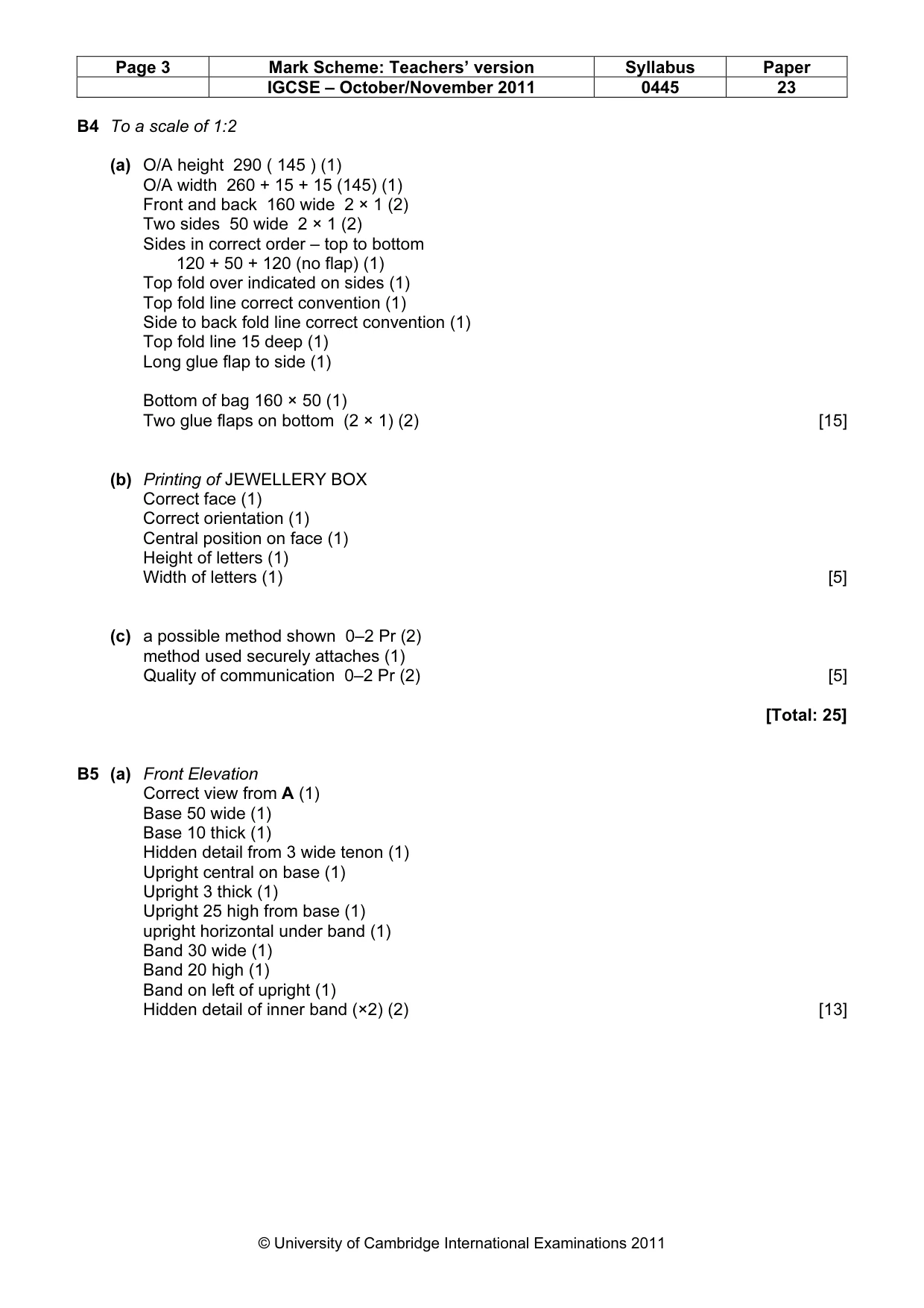 Mark scheme, page 3 of 4