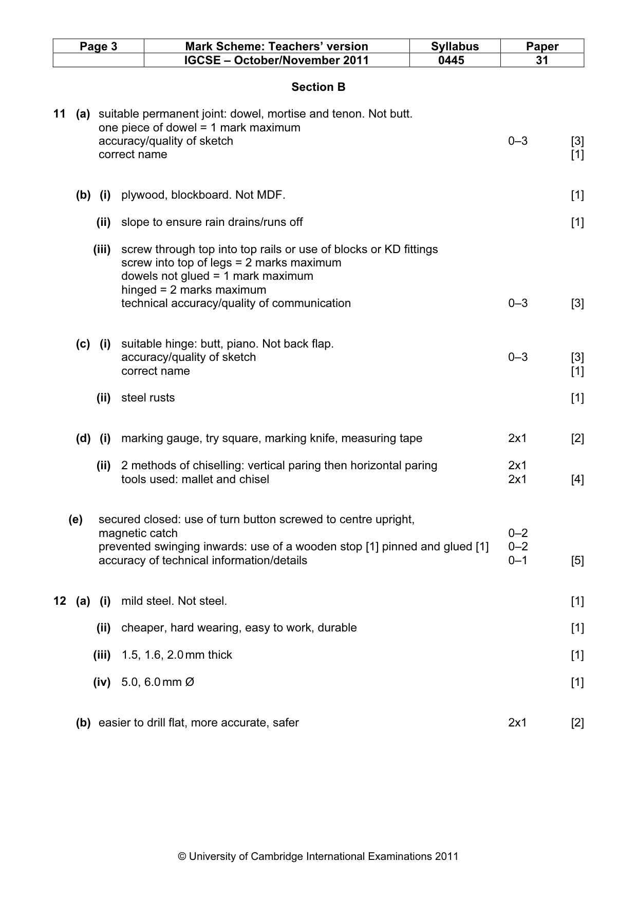 Mark scheme, page 3 of 5