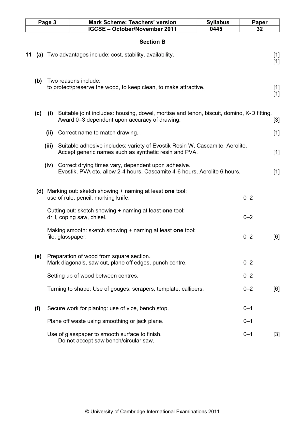 Mark scheme, page 3 of 7