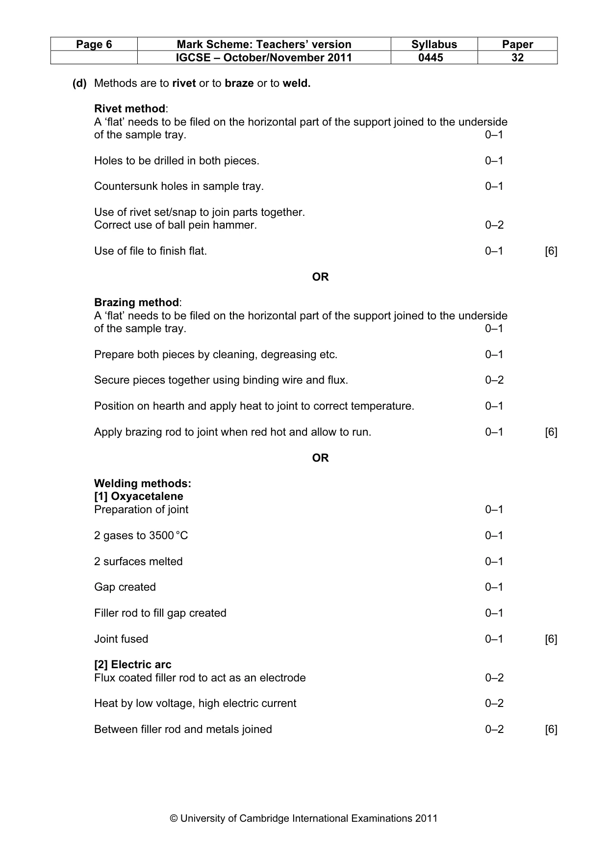 Mark scheme, page 6 of 7