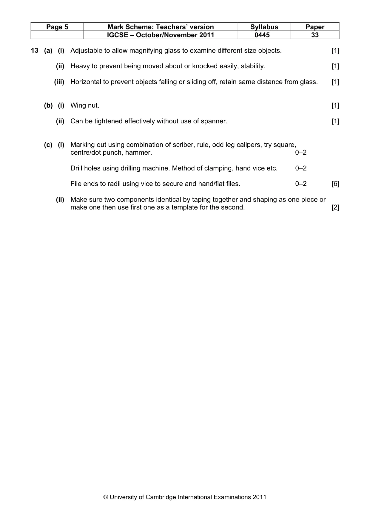 Mark scheme, page 5 of 7