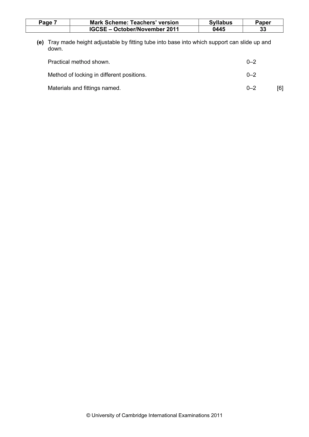 Mark scheme, page 7 of 7