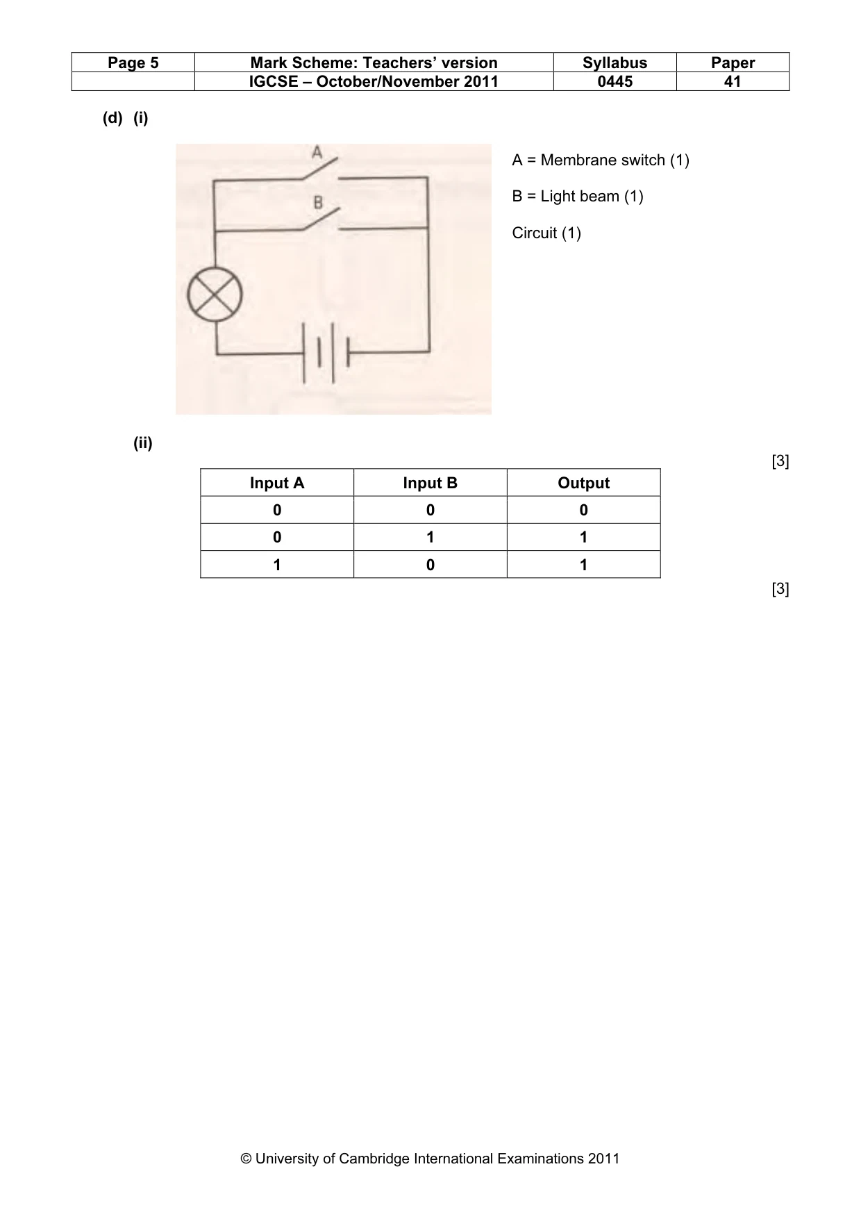 Mark scheme, page 5 of 7