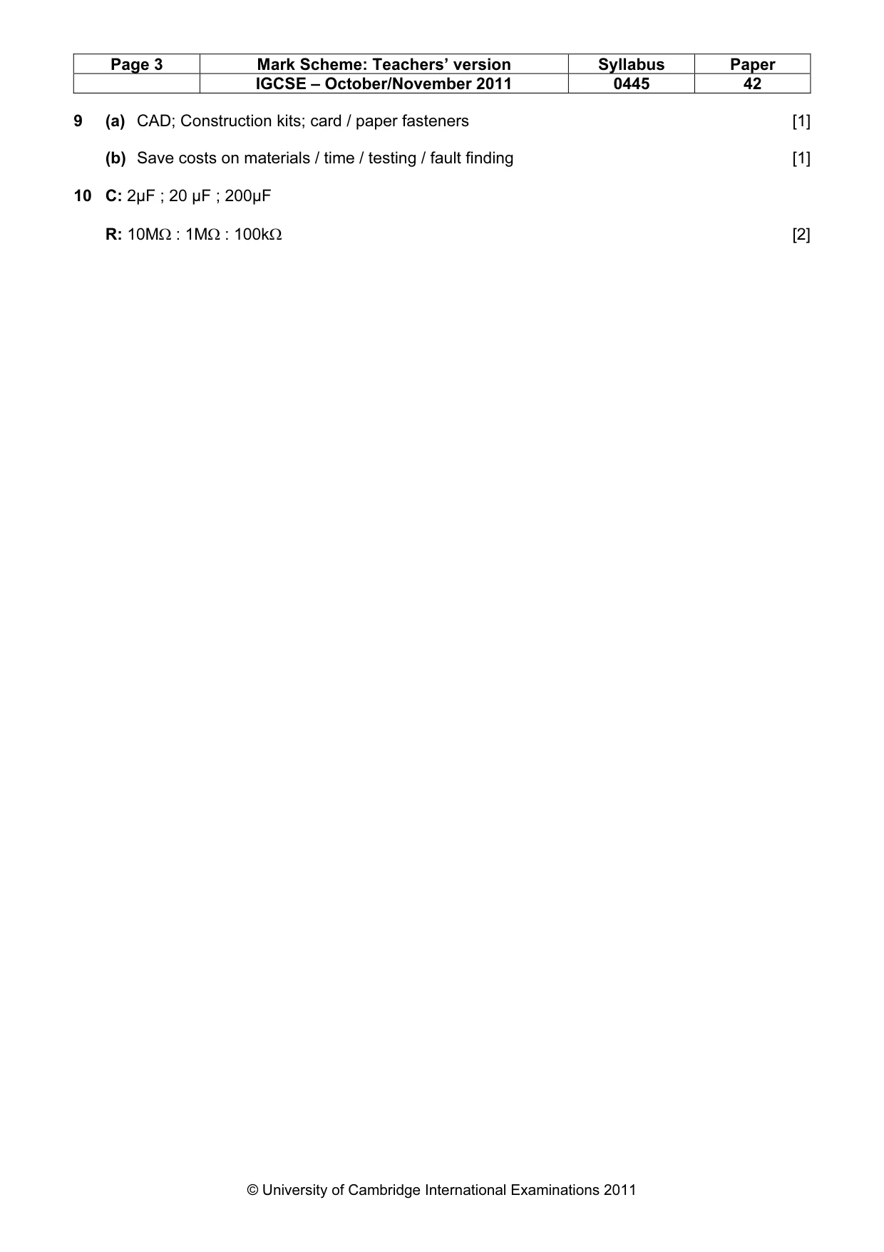 Mark scheme, page 3 of 7