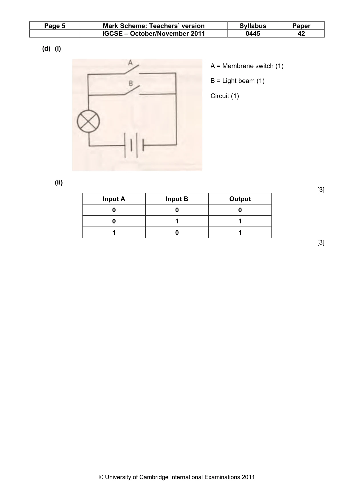 Mark scheme, page 5 of 7