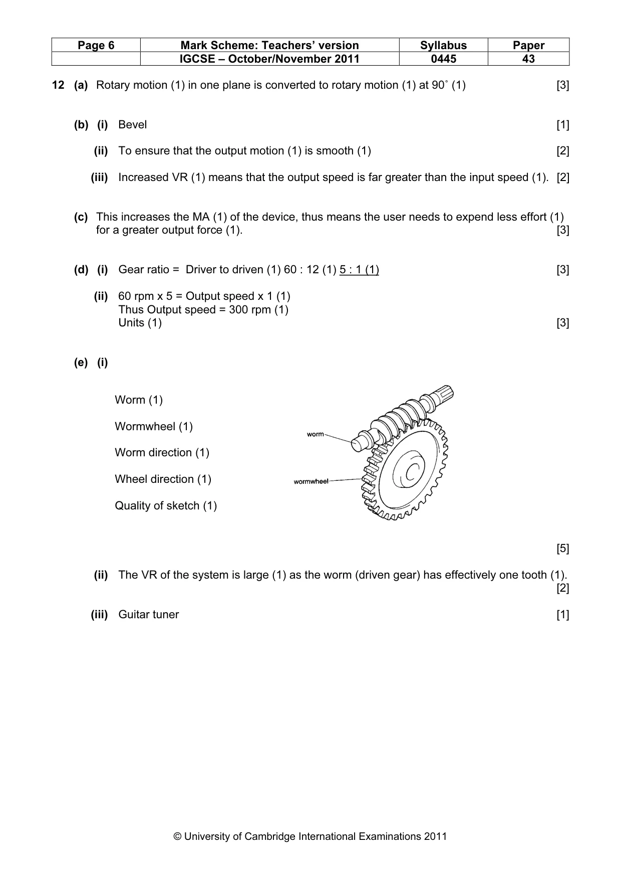 Mark scheme, page 6 of 7