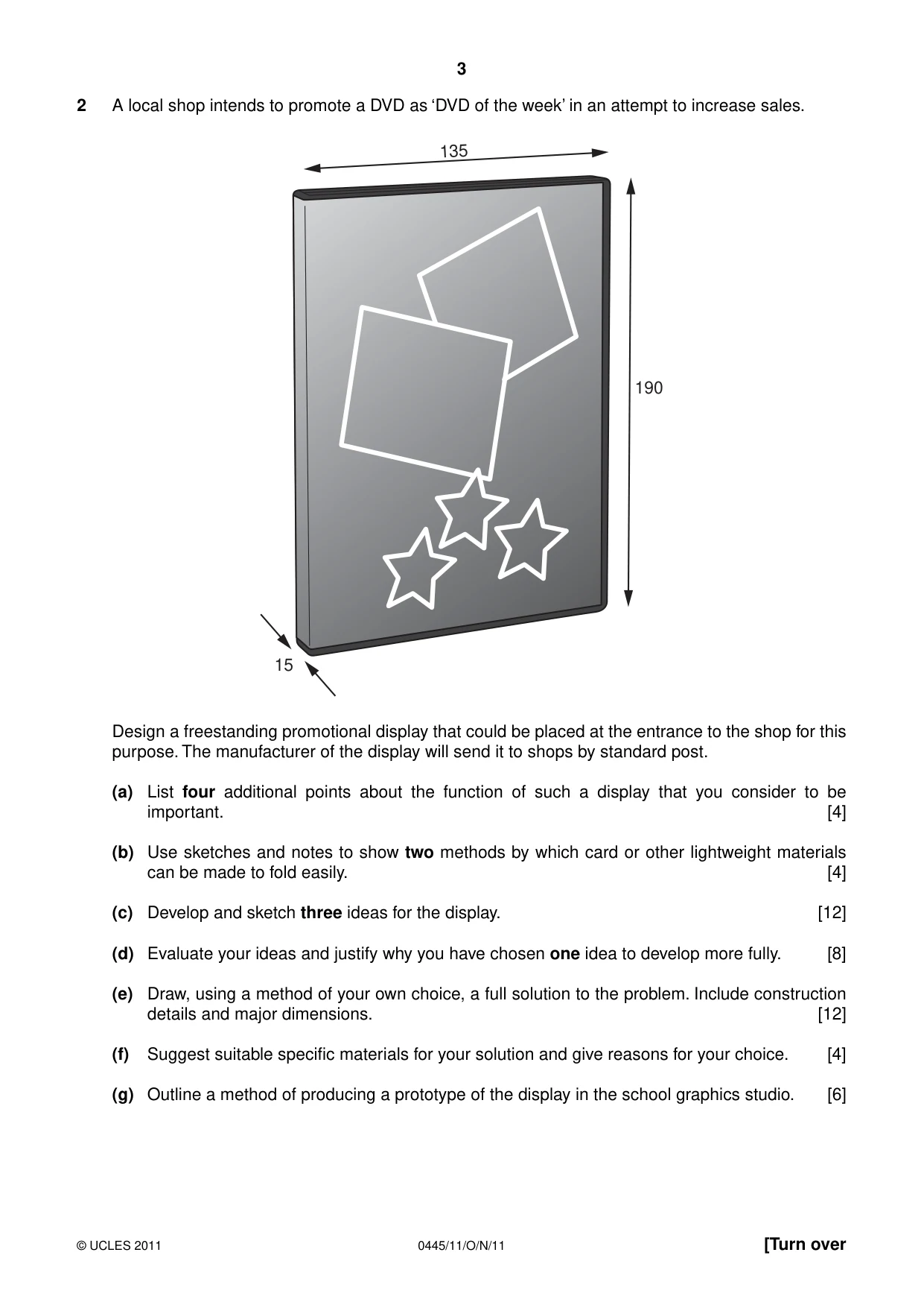 Cambridge IGCSE Design and Technology 0445 2011 Oct/Nov Paper 1 · Variant 1 question paper, page 3 of 4