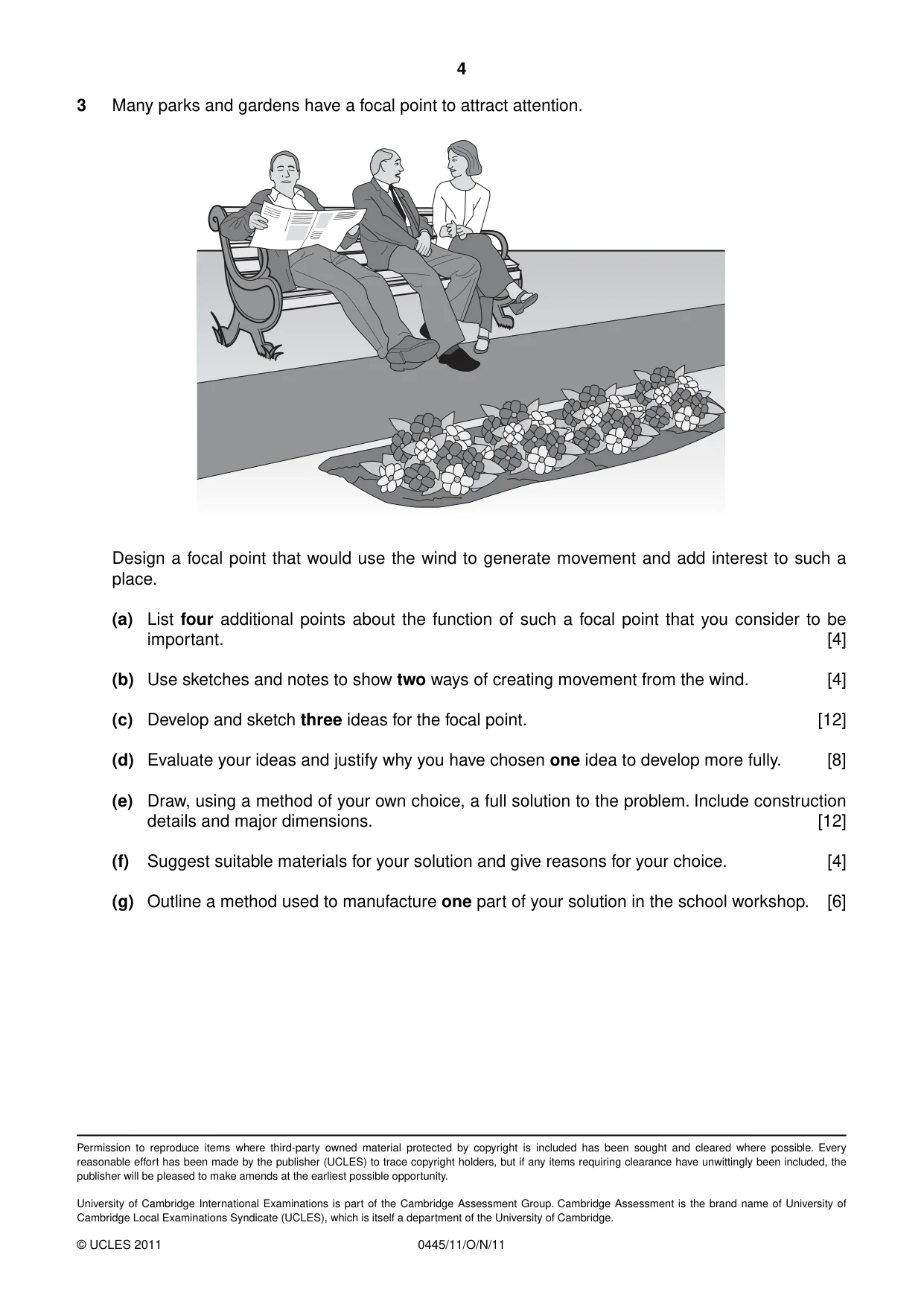 Cambridge IGCSE Design and Technology 0445 2011 Oct/Nov Paper 1 · Variant 1 question paper, page 4 of 4
