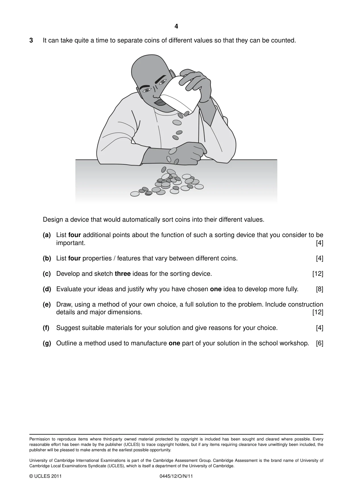 Cambridge IGCSE Design and Technology 0445 2011 Oct/Nov Paper 1 · Variant 2 question paper, page 4 of 4