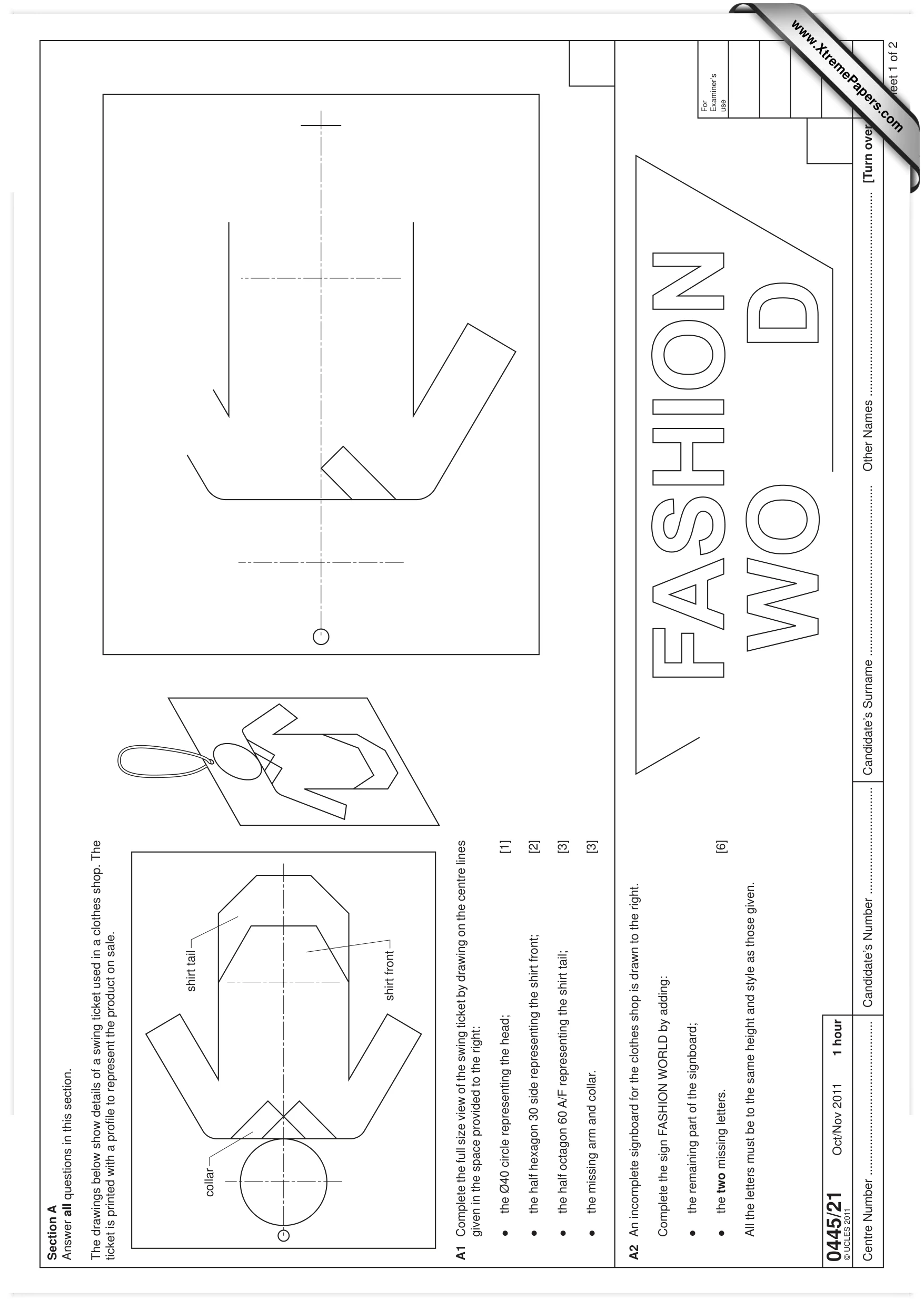 Cambridge IGCSE Design and Technology 0445 2011 Oct/Nov Paper 2 · Variant 1 question paper, page 1 of 4