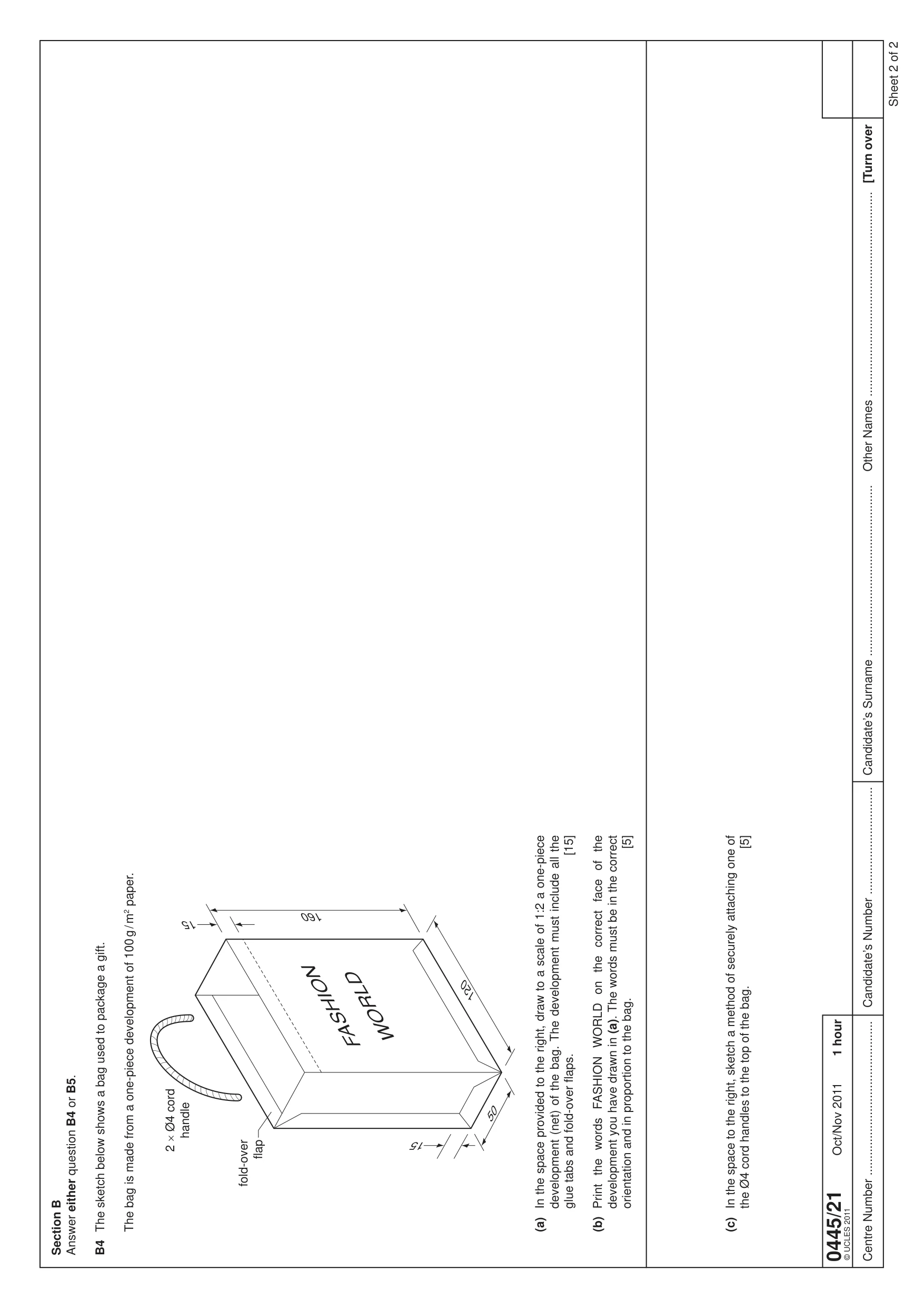 Cambridge IGCSE Design and Technology 0445 2011 Oct/Nov Paper 2 · Variant 1 question paper, page 3 of 4