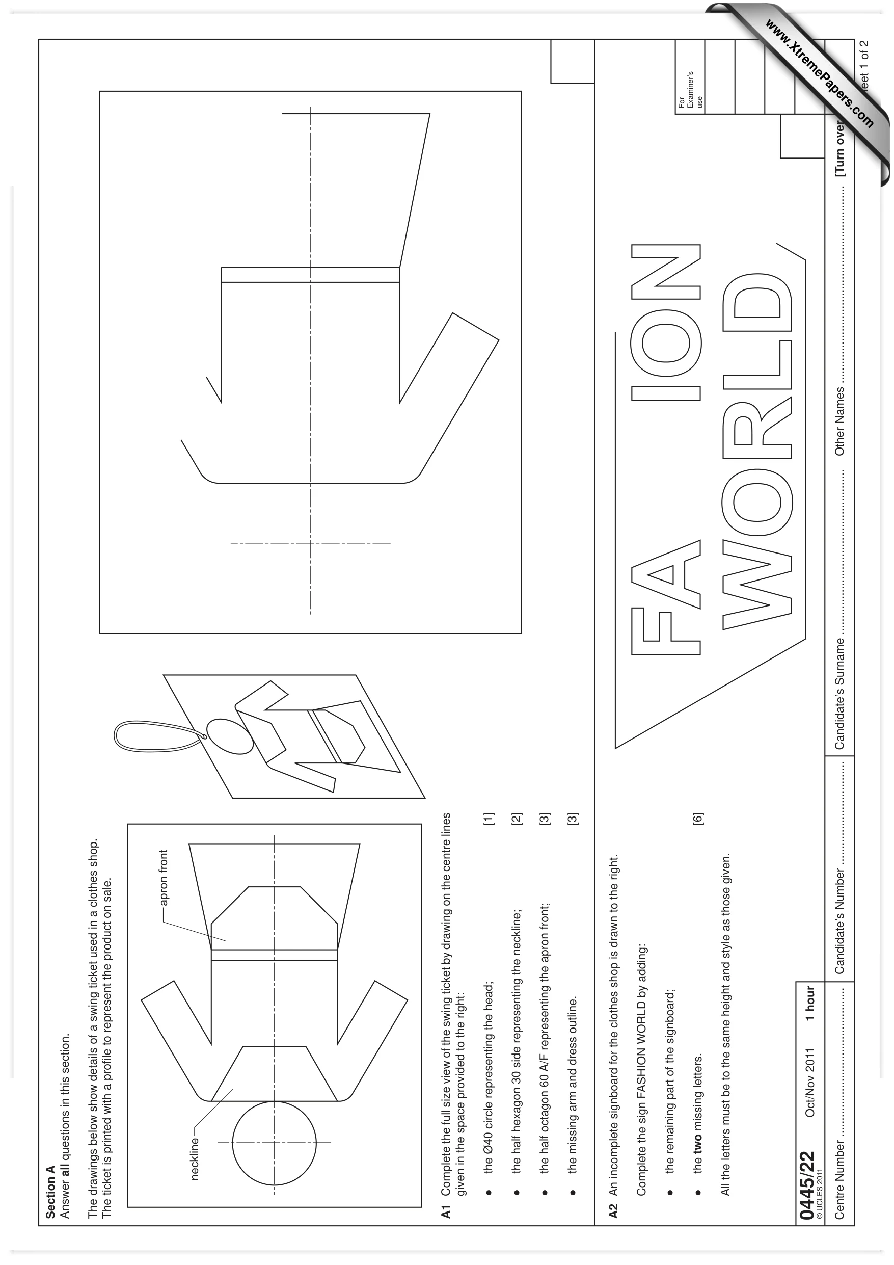 Cambridge IGCSE Design and Technology 0445 2011 Oct/Nov Paper 2 · Variant 2 question paper, page 1 of 4