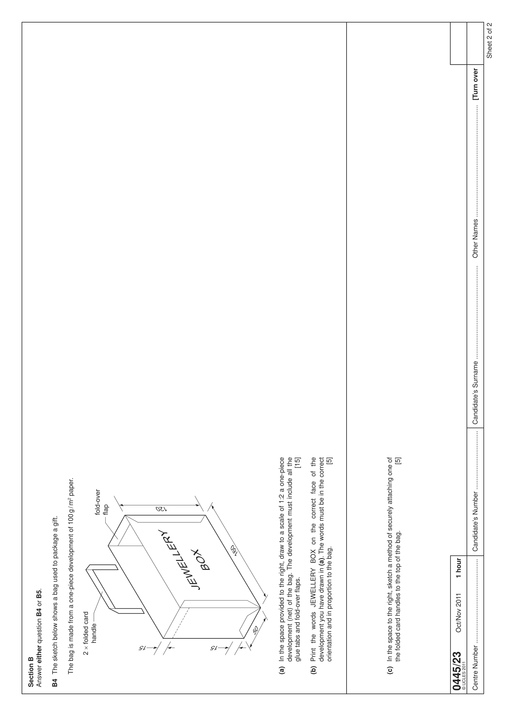 Cambridge IGCSE Design and Technology 0445 2011 Oct/Nov Paper 2 · Variant 3 question paper, page 3 of 4