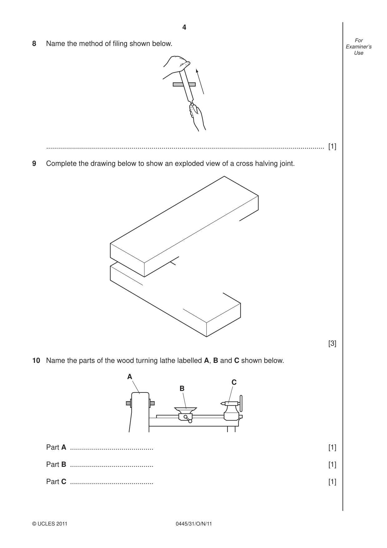 Cambridge IGCSE Design and Technology 0445 2011 Oct/Nov Paper 3 · Variant 1 question paper, page 4 of 16