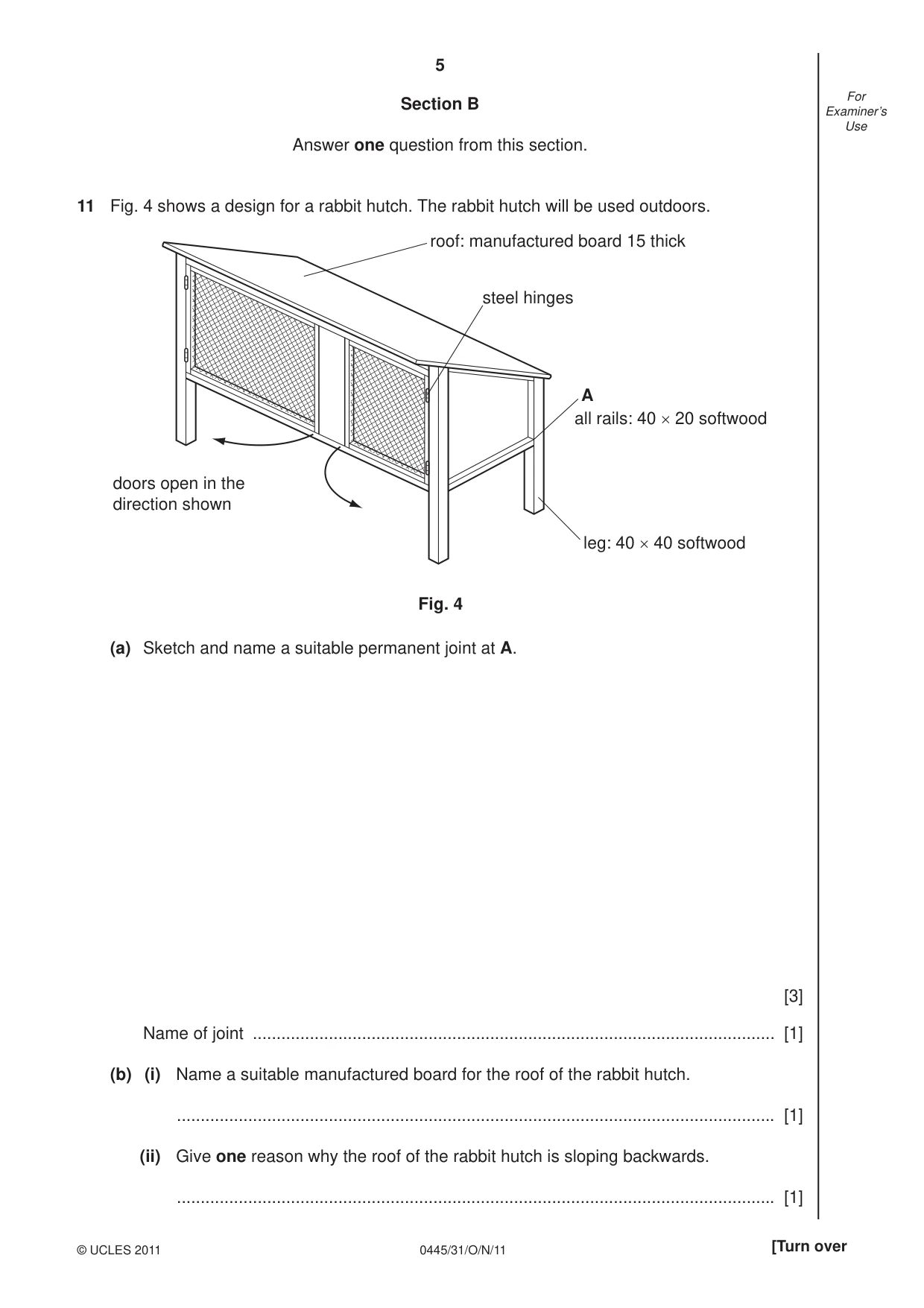 Cambridge IGCSE Design and Technology 0445 2011 Oct/Nov Paper 3 · Variant 1 question paper, page 5 of 16