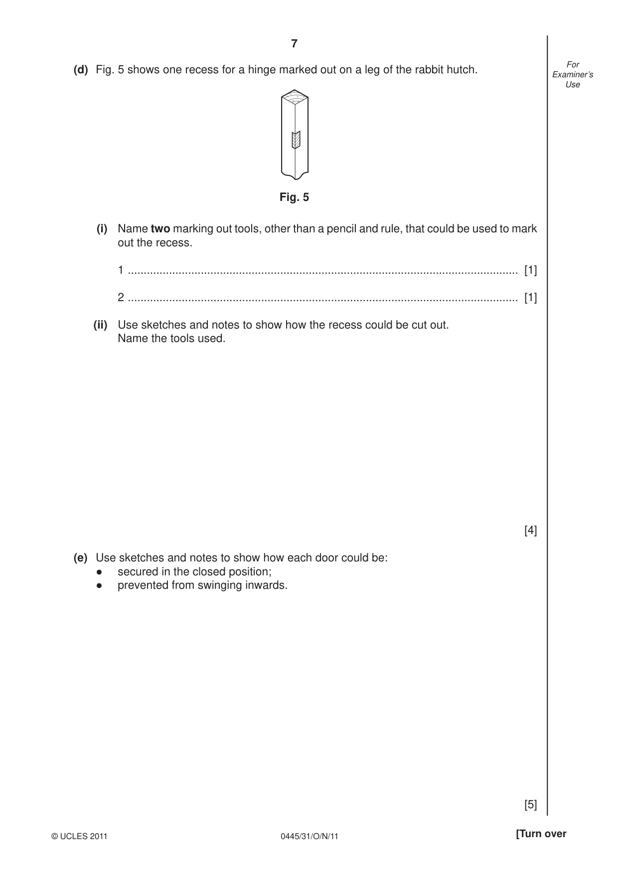 Cambridge IGCSE Design and Technology 0445 2011 Oct/Nov Paper 3 · Variant 1 question paper, page 7 of 16