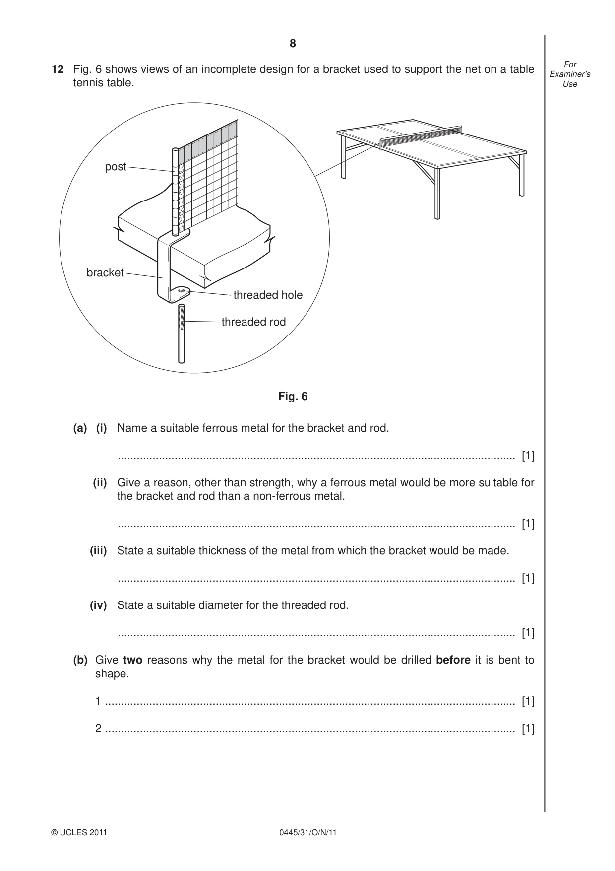 Cambridge IGCSE Design and Technology 0445 2011 Oct/Nov Paper 3 · Variant 1 question paper, page 8 of 16