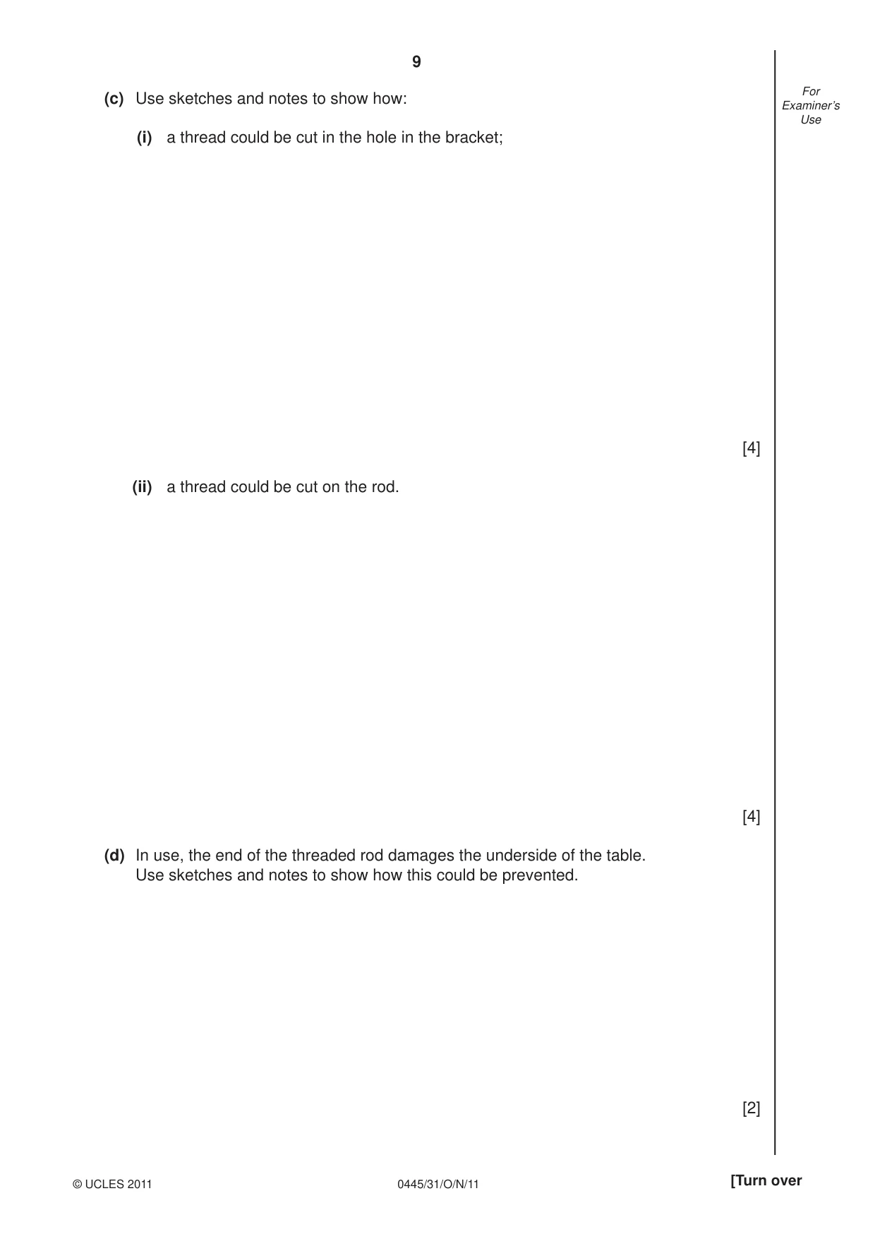 Cambridge IGCSE Design and Technology 0445 2011 Oct/Nov Paper 3 · Variant 1 question paper, page 9 of 16