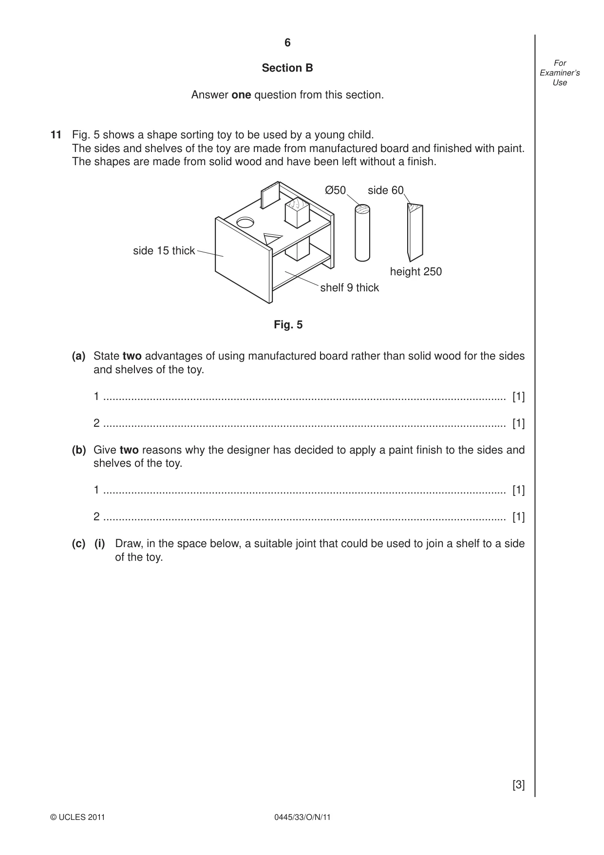 Cambridge IGCSE Design and Technology 0445 2011 Oct/Nov Paper 3 · Variant 3 question paper, page 6 of 16