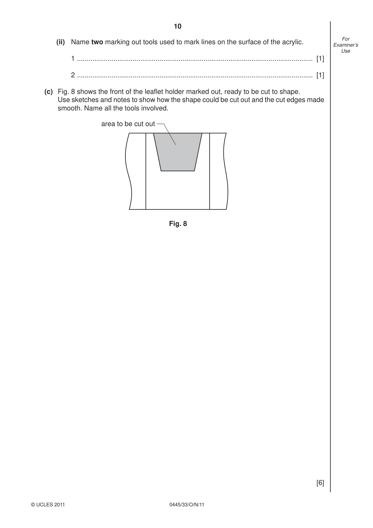 Cambridge IGCSE Design and Technology 0445 2011 Oct/Nov Paper 3 · Variant 3 question paper, page 10 of 16