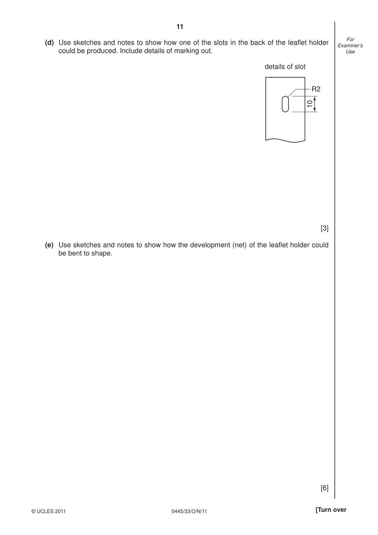 Cambridge IGCSE Design and Technology 0445 2011 Oct/Nov Paper 3 · Variant 3 question paper, page 11 of 16