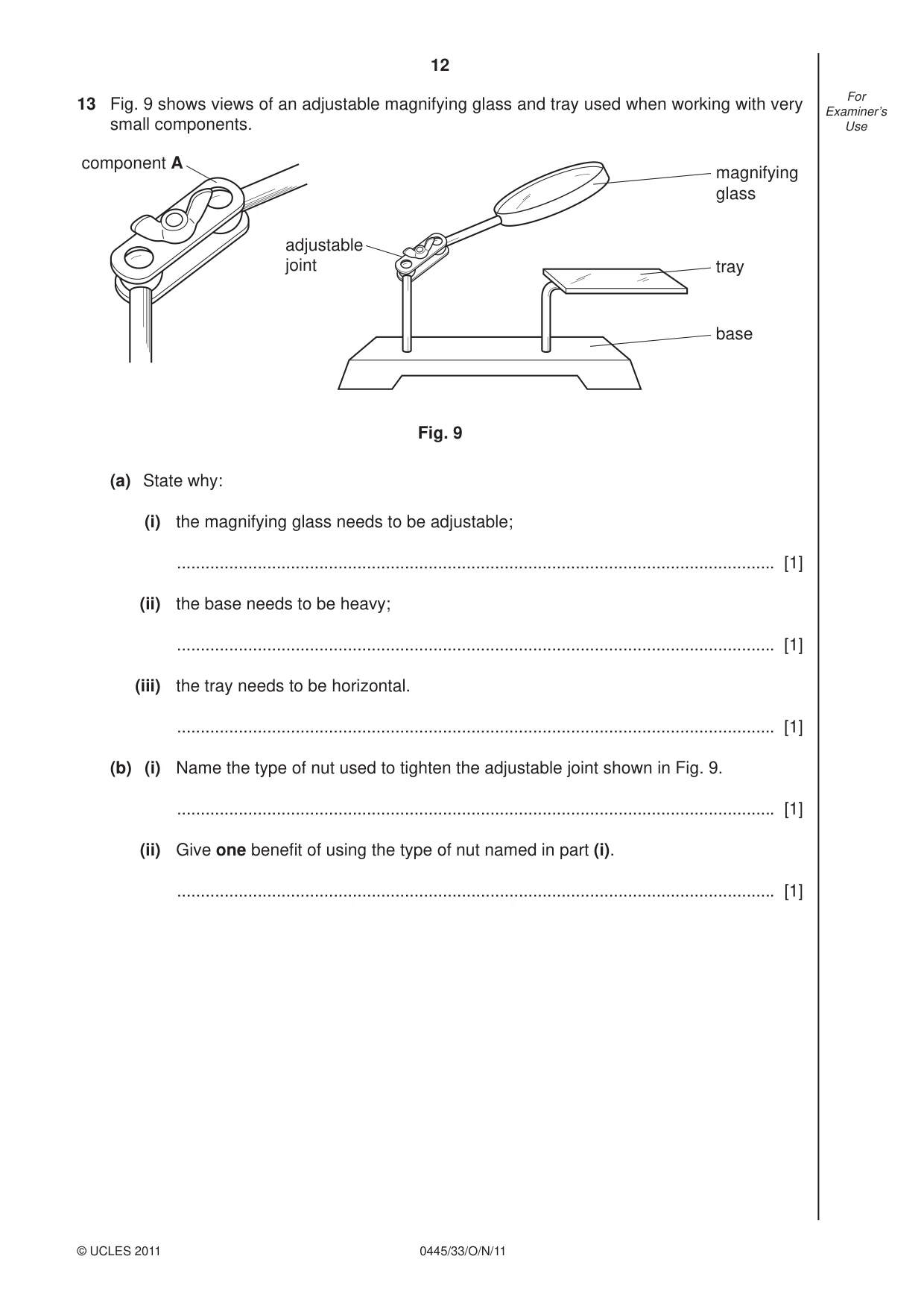 Cambridge IGCSE Design and Technology 0445 2011 Oct/Nov Paper 3 · Variant 3 question paper, page 12 of 16