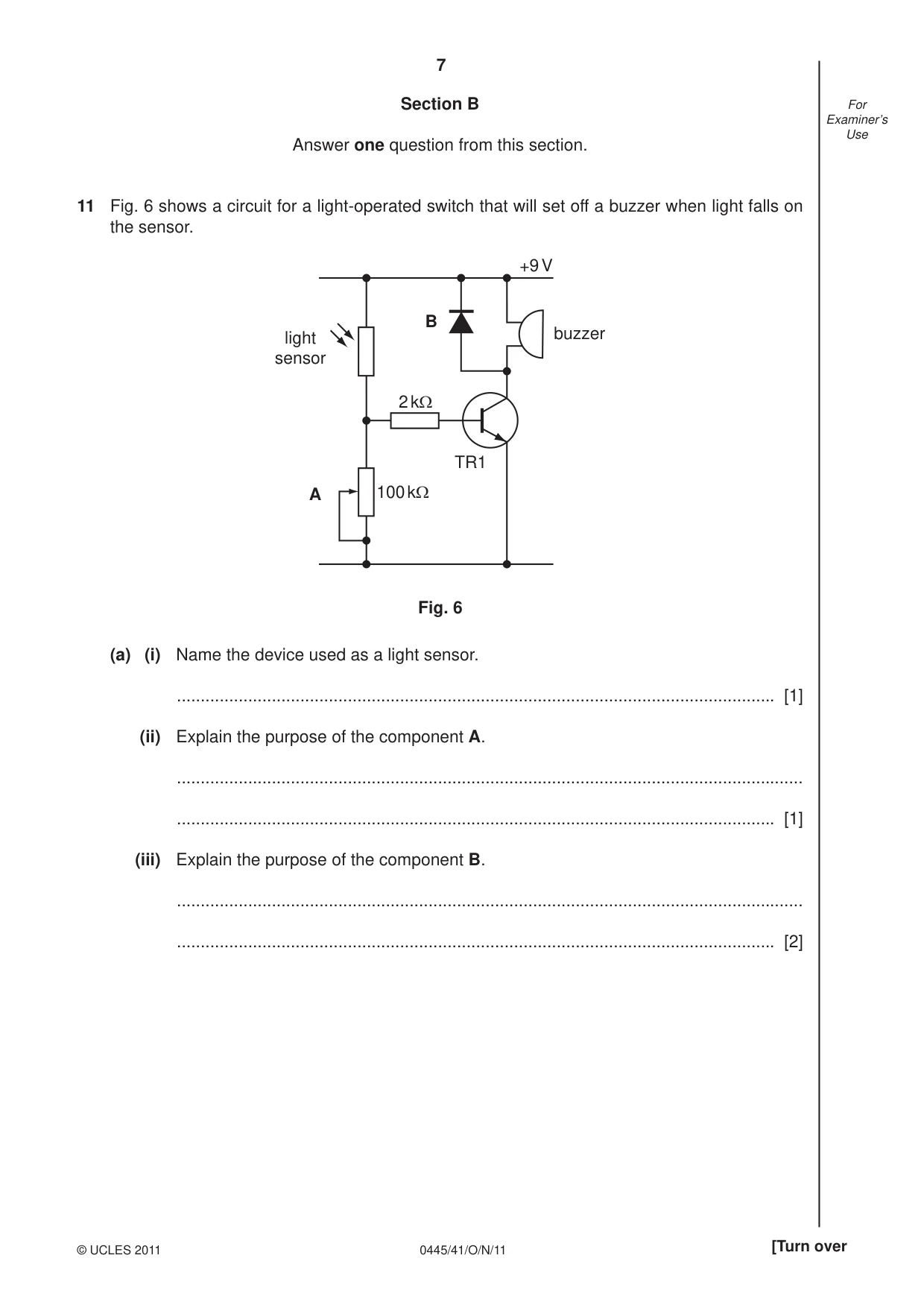 Cambridge IGCSE Design and Technology 0445 2011 Oct/Nov Paper 4 · Variant 1 question paper, page 7 of 16
