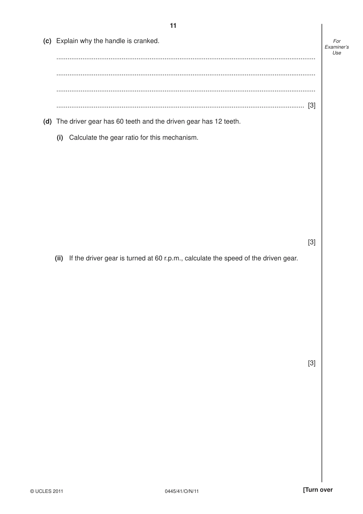 Cambridge IGCSE Design and Technology 0445 2011 Oct/Nov Paper 4 · Variant 1 question paper, page 11 of 16