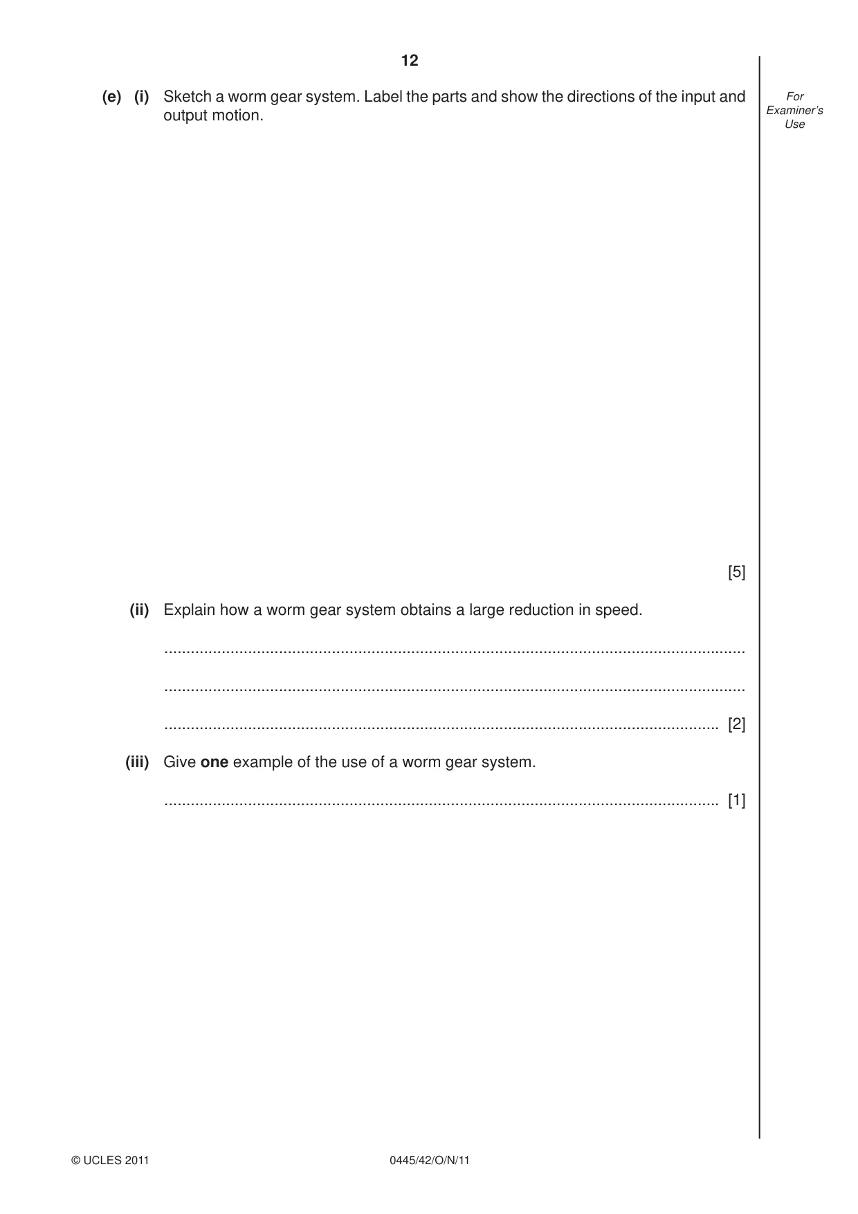 Cambridge IGCSE Design and Technology 0445 2011 Oct/Nov Paper 4 · Variant 2 question paper, page 12 of 16