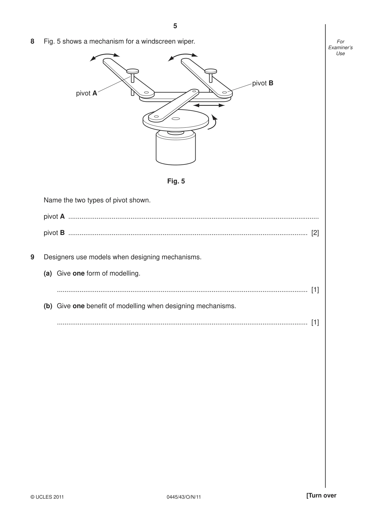 Cambridge IGCSE Design and Technology 0445 2011 Oct/Nov Paper 4 · Variant 3 question paper, page 5 of 16
