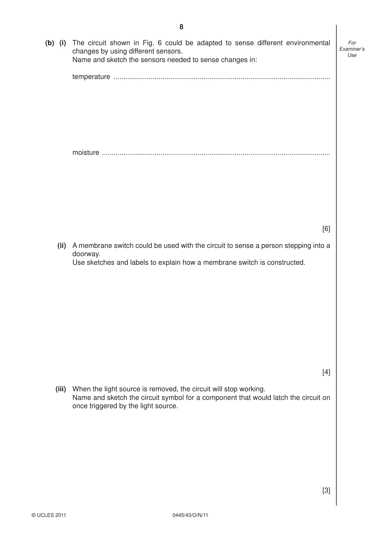 Cambridge IGCSE Design and Technology 0445 2011 Oct/Nov Paper 4 · Variant 3 question paper, page 8 of 16