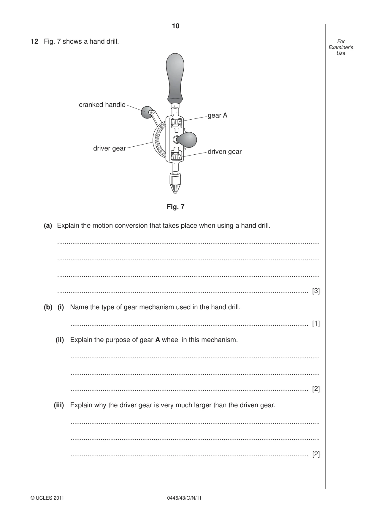 Cambridge IGCSE Design and Technology 0445 2011 Oct/Nov Paper 4 · Variant 3 question paper, page 10 of 16