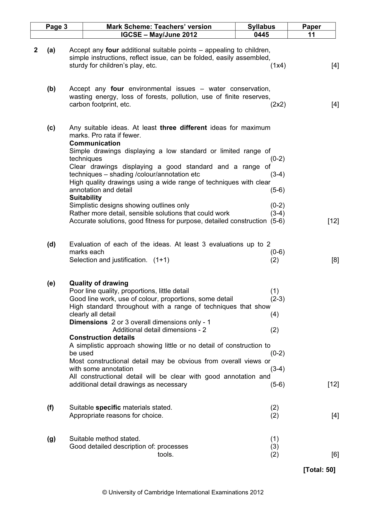 Mark scheme, page 3 of 4