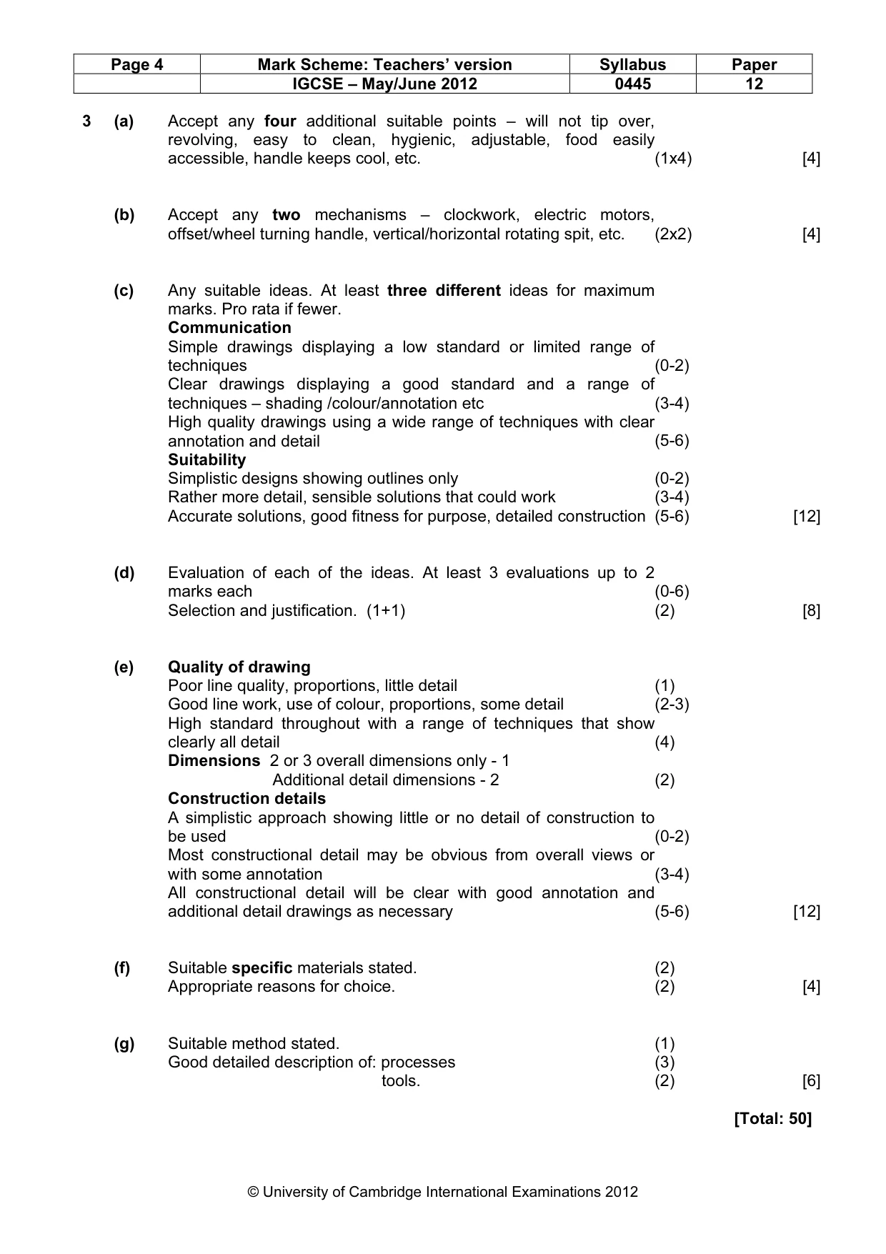 Mark scheme, page 4 of 4