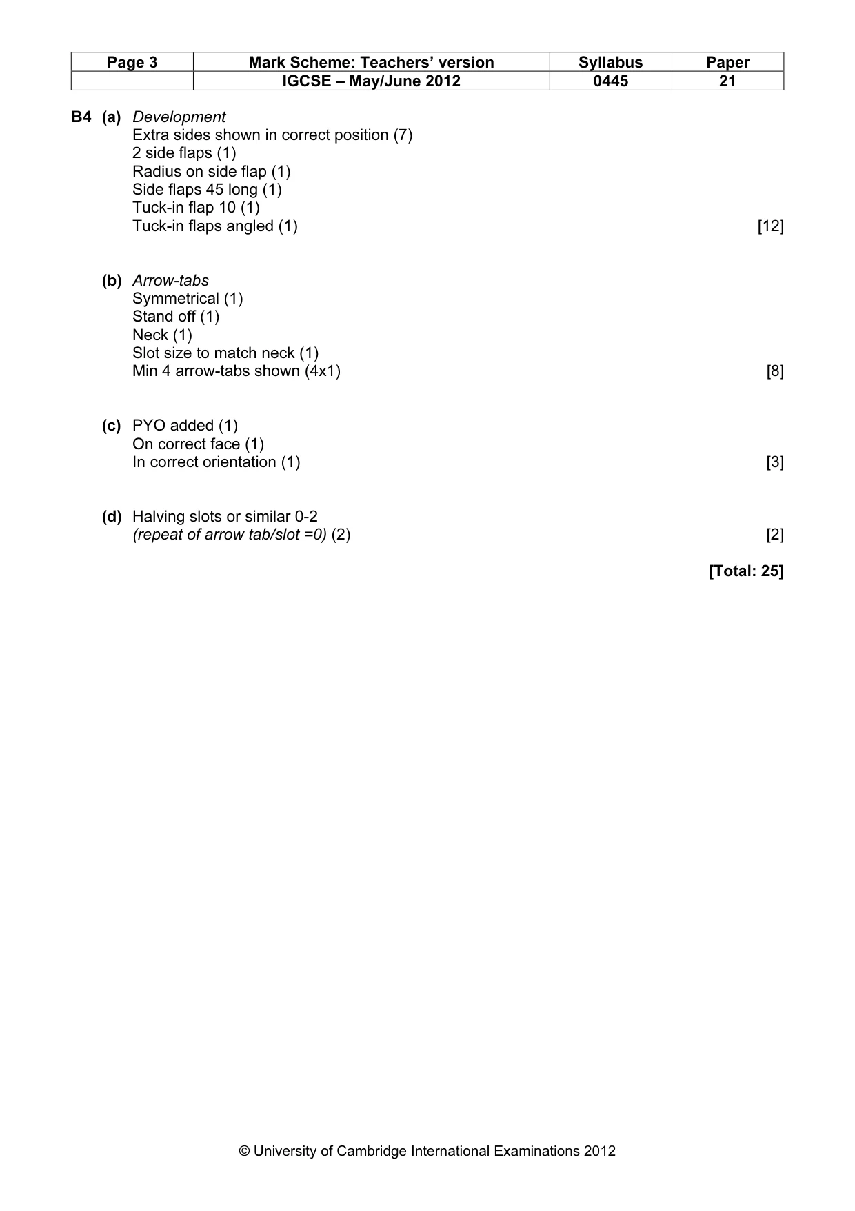 Mark scheme, page 3 of 4