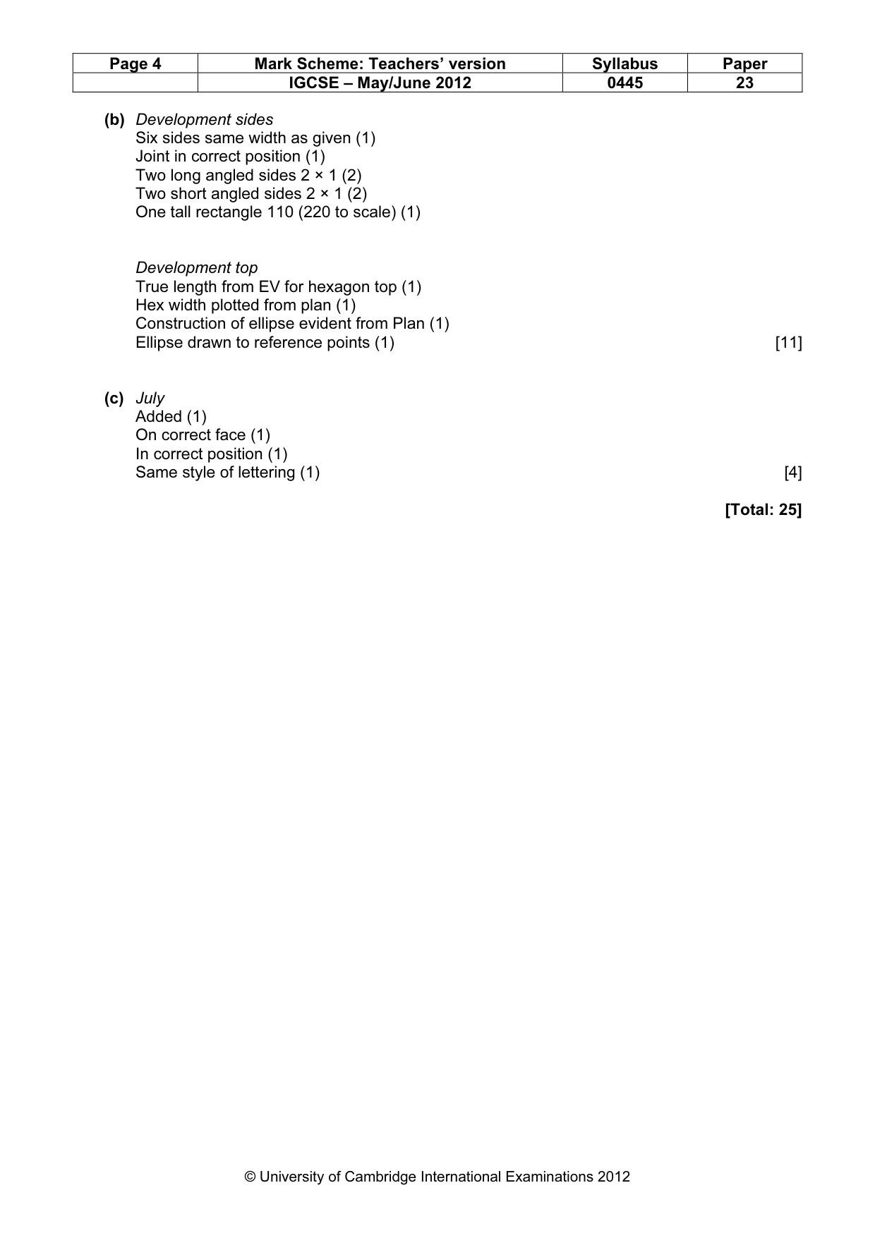 Mark scheme, page 4 of 4