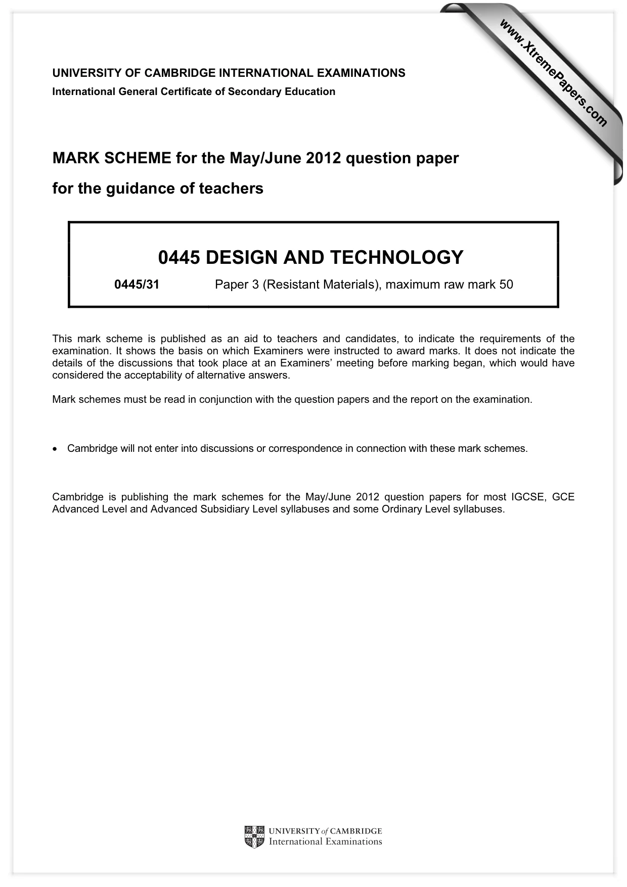 Mark scheme, page 1 of 5