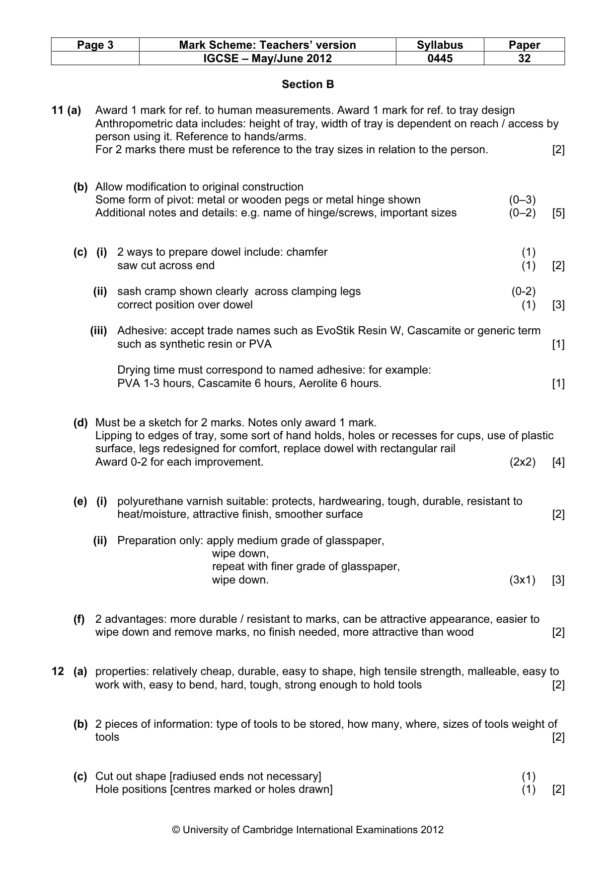 Mark scheme, page 3 of 5