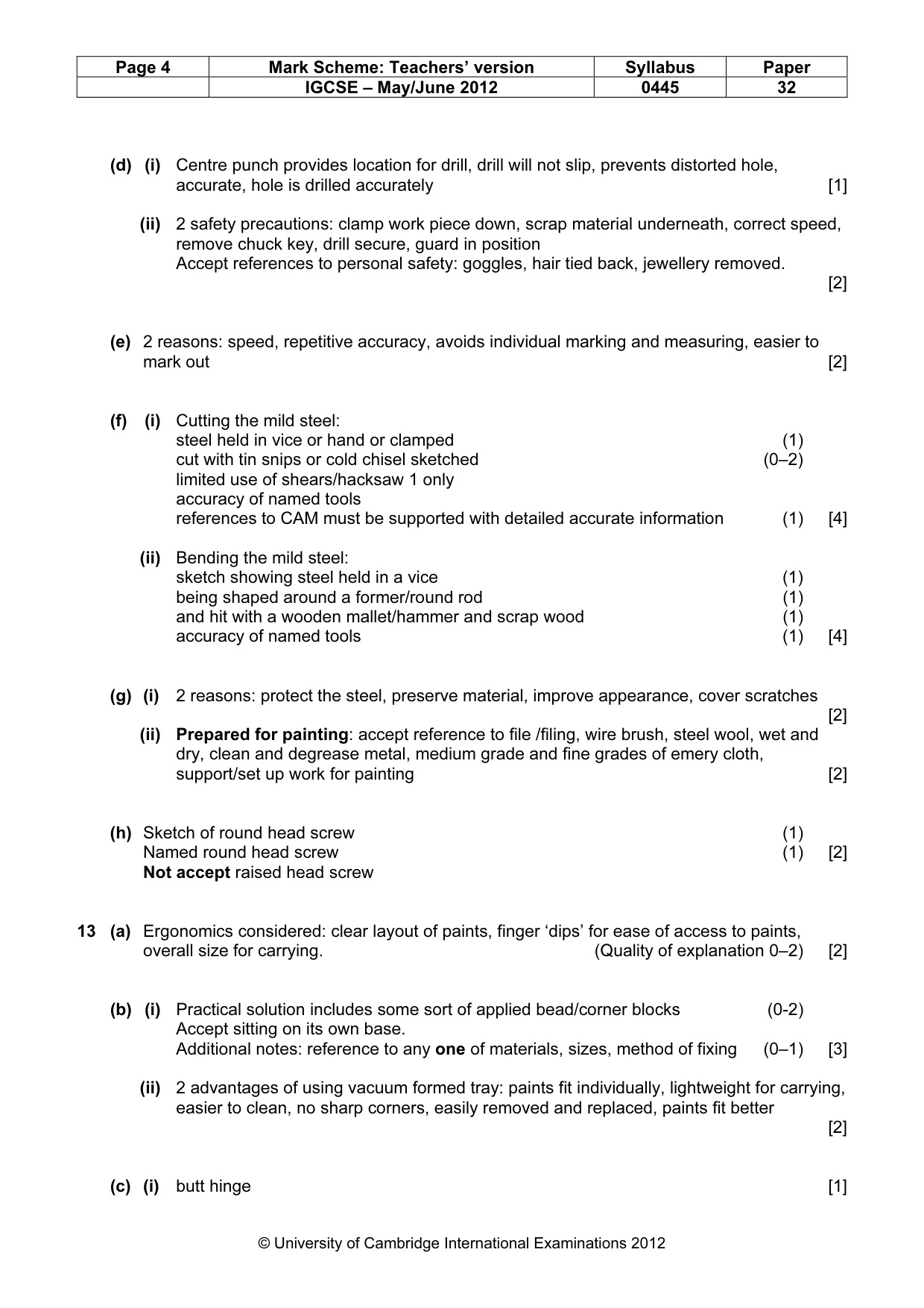 Mark scheme, page 4 of 5